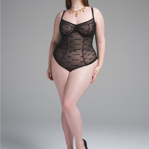 DOLCE&GABBANA X SKIMS ULTRA FINE MESH LOGO BRIEF BODYSUIT | ONYX - Picture 4 of 6